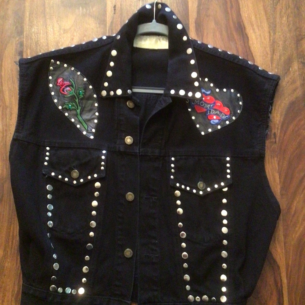 Tamorah Marie STUDDED EMBROIDERED APPLIQUÉS BIKER VEST